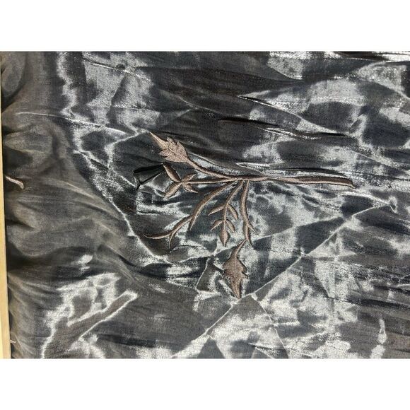 Vtg Y2k Maxi Gown Dress Sz 00 Rose PROM Black Metallic Silver Wedding Whimsygoth - Picture 9 of 9